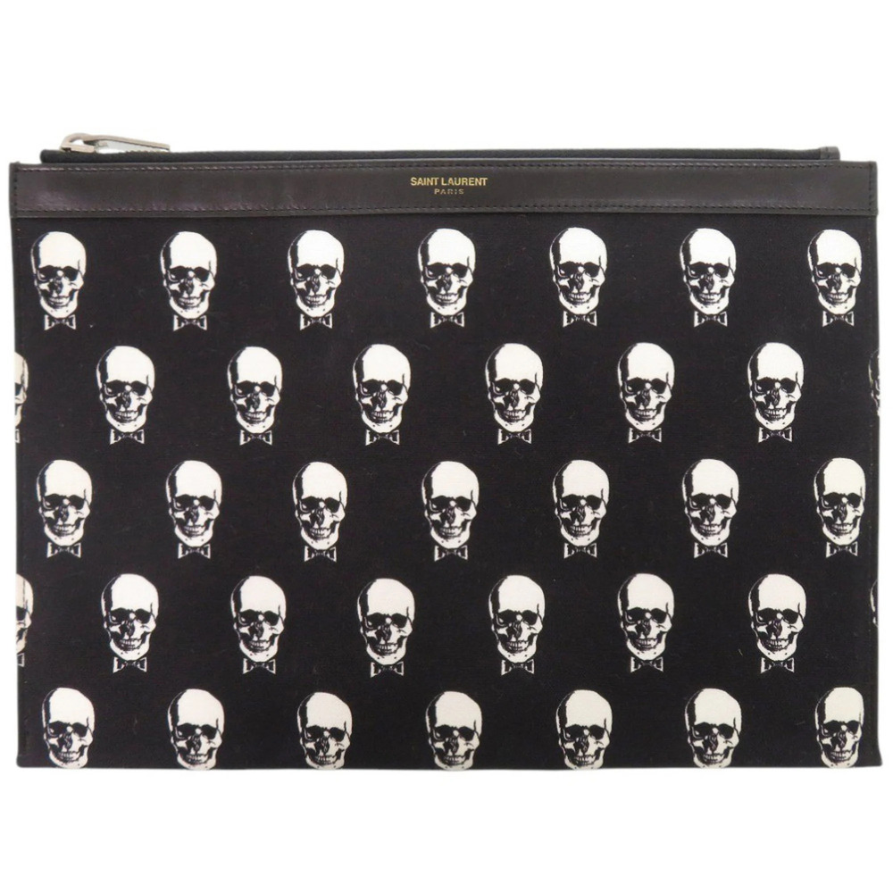 Yves Saint Laurent Saint Laurent Paris Skull 397294 Canvas Leather Black Clut...